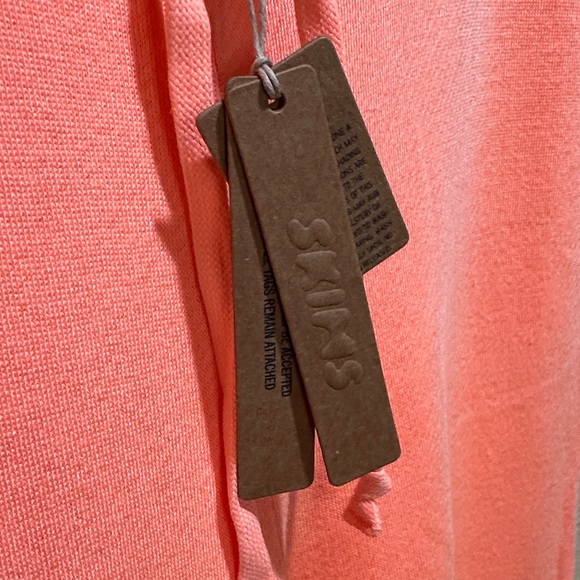 SKIMS NWT Size Medium Light French Terry Flare Pant Neon Orange - Picture 2 of 9